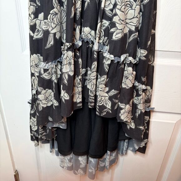 Joyfolie Mia Joy Clarissa Ruffle Dress High Low Hem Black Beige Floral Girls 8 - Picture 7 of 13